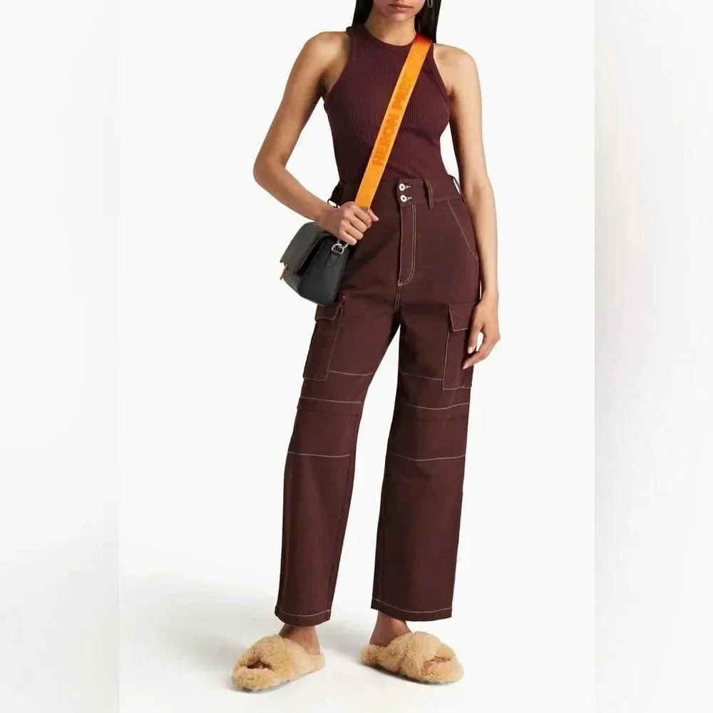 HERON PRESTON Top-stitched cotton-twill straight-leg pants 26 - Picture 15 of 17